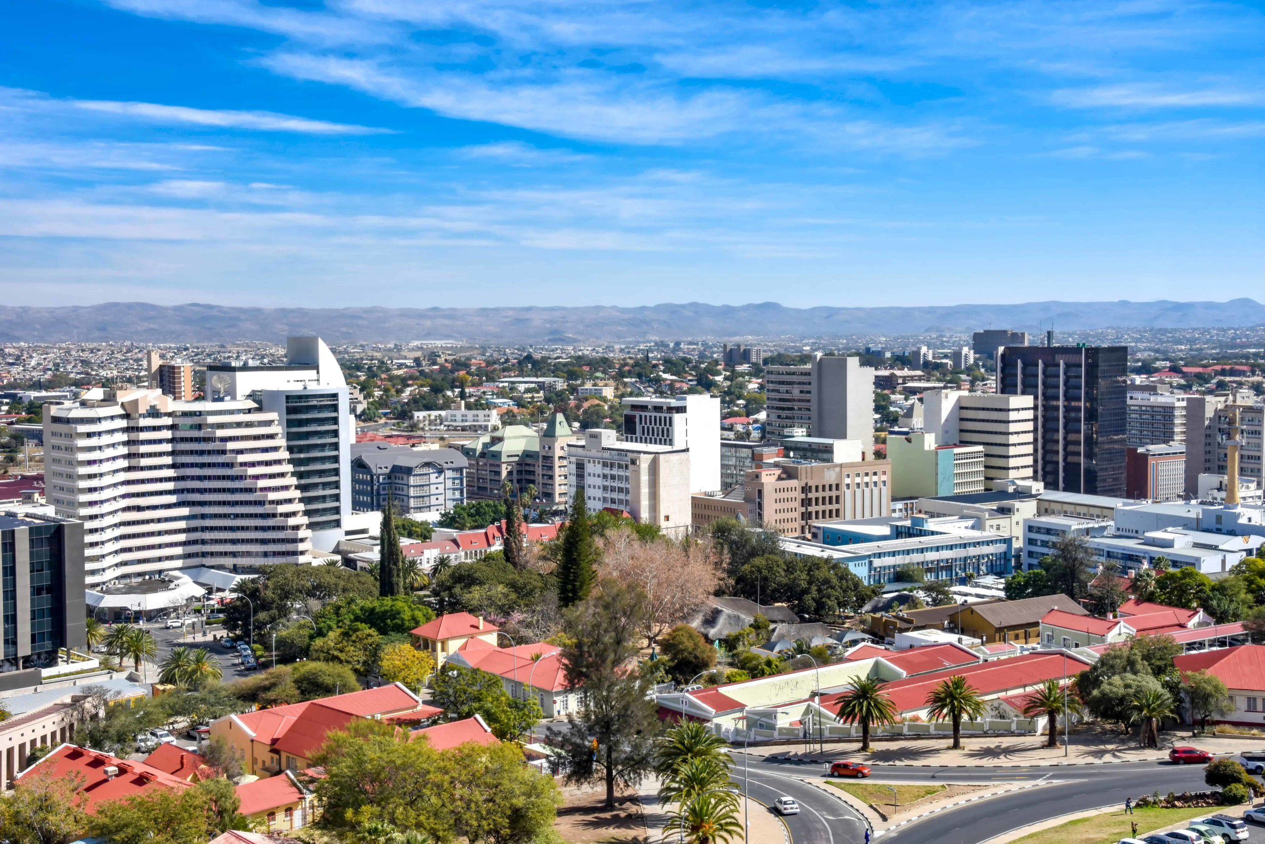 Modern cityscape of Windhoek showcasing urban development
